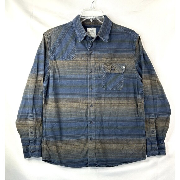 Ascend Flannel Shirt Men's Large Southwest Striped Long Sleeve Hiking Camping - Picture 1 of 9